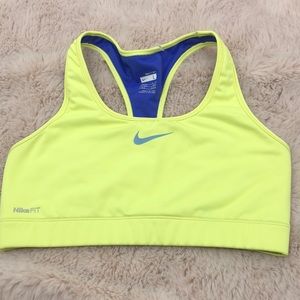 Nike Pro dry fit lime gray swoosh racerback sports bra